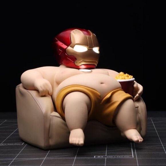 Chubby Armored Hero Figure - 11cm Lazy Sofa Pop Culture Decor (LED Eyes!) - Picture 1 of 4